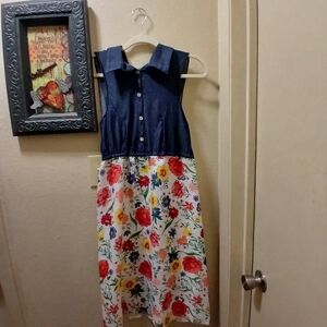 Floral Denim Kids Dress